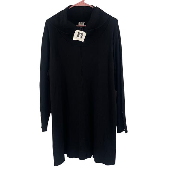 ANNE KLEIN Sweater Size 2X NWT Black Gold Button Detail Cowl Neck Plus Curvy - Picture 1 of 14